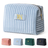 COSHAYSOO Travel Makeup Bag Quilted Make Up Pouch Initial Cosmetic Case with Butterfly Decorations for Women Birthday Easter Mot