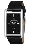 Timewear Men'S Slim Two Hands Black Leather Strap Analog Watch