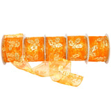 Morex Ribbon Guilded Holly, Wired Sheer, 2.5 inches by 100 Feet, Gold/Rust