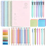 33 Pcs Aesthetic Spiral Notebook Set, Cute College Ruled Stationary A5 Journal/Notebook with Pastel Highlighters Gel Pens Ballpo
