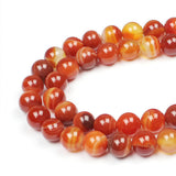 MJDCB Natural Red Striped Agate Beads Round Loose Beads for Jewelry Making DIY Bracelet Necklace (12mm)