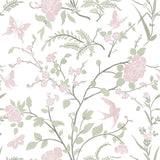 Fiula Pink Floral Wallpaper Pink and Green Wallpaper for Nursery Bedroom 393 17.3 Botanical Bird Butterfly Peel and Stick Wall