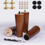PBUY 6 Inch Wood Furniture Legs Set of 4 - Heavy Duty Solid Wooden Couche Sofa Feet Replacement for Furniture,Cabinet,Ottoman,Be