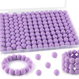 Kovict 200pcs Silicone Beads, 12mm Silicone Beads for Keychain Making, Pens Bracelet Necklace DIY Crafts(Light Purple)