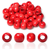 Red Wood Beads 18mm Large Hole Round Loose Spacer Beads Vintage Style Wooden Macrame Beads with 10mm Hole for Jewelry Making Gar
