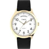 Timex Mens Modern Easy Reader 40mm Watch - Black Strap White Dial Gold-Tone Case