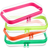 Hoolerry 4 Pcs Hard Clear Zipper Case Transparent Cases for Snacks Makeup Bag Plastic Storage Box Containers for Building Blocks