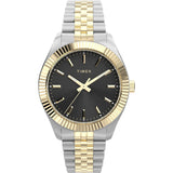 Timex Womens Legacy 36mm Watch - Two-Tone Bracelet Black Dial Gold-Tone Case