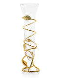 Clear Glass Vase with Gold Leaf Design Base-Measures: 16 H