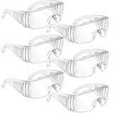 Frienda 6 Pairs Clear Safety Glasses Over Eyeglasses Goggles Clear Glasses Anti- Fog/Scratch Eye Protection Polycarbonate Protec