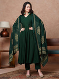 Anni Designer Women'S Rayon Blend Solid Anarkali Kurta With Pant & Dupatta (Magic-Green-Nb_M_Green_Medium),Green,M,,,