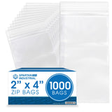 Spartan Industrial - 2X 4(1000 Count) 2 Mil Clear Reclosable Zip Plastic Poly Bags with Resealable Lock Seal Zipper