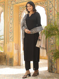 Anni Designer Women'S Rayon Blend Straight Solid Kurta With Pant & Dupatta (Jamana Black-Vks01_Xxl_Black_Xx-Large),Black,2XL,,,