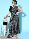 Satrani Women'S Chiffon Crepe Printed Saree With Unstitched Blouse Piece (3814S322N_White & Black & Grey4)
