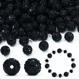 Dowarm 110PCS 10MM Black Rhinestone Beads for Baseball Jewelry Making, Round Polymer Clay Crystal Beads for Crafts Bracelet Neck