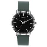 Timex Classics Analog Watch For Man With Black Round Dial & Green Leather Strap Band Water Resistant Men'S Wrist Watches - Tw0Tg