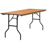 Flash Furniture Gael 6' Wood Folding Training and Event Table, Rectangular Folding Training Table with Smooth Clear Coated Finis