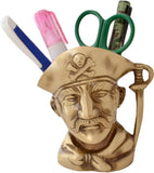 Two Moustaches Decorative Pirates Pen Stand | Attractive Pen Holder with Antique Finish for Home Office