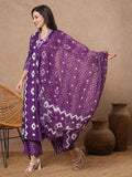 Gosriki Women'S Rayon Viscose Printed Anarkali Kurta With Palazzo & Dupatta (Chakrika Purple-Vks03-Gs_M_Purple_Medium),Purple,,B0DVPYVKNT