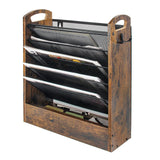 EHWINE Wall File Organizer, 6 Tier Hanging Wall File Organizer with Bottom Tray, Mail Organizer Wall Mount, Wooden Desk Organize
