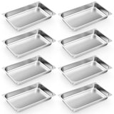 Zubebe 8 Pcs Hotel Pans Stainless Steel Steam Table Pan 1/2 Half Size 2.5 Inch Restaurant Steam Table Pan Deep Metal Food Tray C