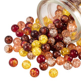 PH PandaHall 200pcs 8mm Fall Beads Yellow Orange Crackle Glass Beads Round Handcrafted Loose Bead Autumn Baking Painted Bead for