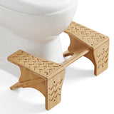 SONGMICS Bamboo Toilet Stool, Adjustable Poop Stool with Non-Slip Grooves, Height Convertible to 6.9 or 9.5 Inches, Squat Potty