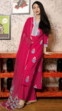 Anni Designer Women'S Rayon Viscose Floral Straight Kurta With Pant & Dupatta (Belagavi Mustard_Pink_X-Large),Pink,XL,Rayon,Regular,