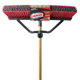 Libman Commercial 1292G MultiSurface Industrial Push Broom with Brace, 65inch Length, 24inch Width, Black/Red/Wood (Pack of 4) (1292G