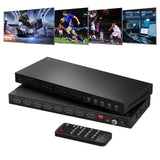 PORTTA 4x4 HDMI Matrix 4K 60Hz 4:4:4, 4 in 4 Out Switch Splitter, Audio Extractor, 16 EDID Modes with Remote Control Supports HD