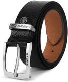 Generic Men Evening Party Formal Casual Black Genuine Leather Wide Embroidered Buckle Belt Size 364