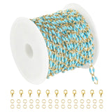 YOUBEIYEE Gold Plated Brass Chains for Necklace DIY Jewelry Supplies, 2 Meters Light Blue Oil Drip Cable Bulk Chain Jewelry Maki