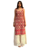 ANNI Designer Womens Rayon Viscose Sleeveless Printed Kurti Top for Girls | Short Tunic for Casual, Western, and Summer Wear, Red, M
