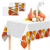 Confettiville Thanksgiving Tablecloth, 2-Pack Disposable Table Cloths, Pumpkins Plastic Table Covers, 54 x 108 Inches, Thanksgiv