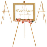 VISWIN Upgraded 63 Gold Wooden Easel Stand for Sign, Tripod Easel for Wedding Sign Stand, Welcome Board, Poster, Picture, Canvas