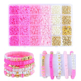 Aarsh Pink Clay Beads Kit For Bracelets Making, Polymer Heishi Beads For Jewelry Making, Friendship Bracelet Kit For Girls Adult