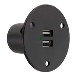 RecPro RV USB Charging Port | Dual Charger Socket | Black Recessed Mount | RV | Camper | Trailer