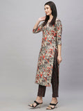 Gosriki Women'S Cotton Blend Straight Printed Kurta With Pant (Seep Grey-Gs_Xl_Grey_X-Large),Grey,,B0CT3L4RPG
