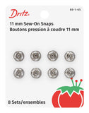 Dritz 80165 SewOn Snaps, NickelPlated Brass, Size 1 8Count
