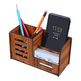 Kbr Pen Stand With Visiting Card & Mobile Holder Multipurpose Wooden Stationery Desk Organizer Pen And Pencil Stand For Office T