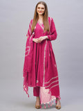 Anni Designer Women'S Rayon Blend Anarkali Printed Kurta With Pant & Dupatta (Berlin Pink-Vks02_Xl_Pink_X-Large),Pink,XL,,,
