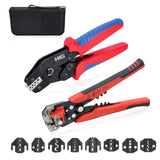 HKS Ratcheting Crimping Tool Set 12 PCS with Wire Stripper & Changeable Jaws for Dupont JST MOLEX - Open Barrel Terminals, Insul