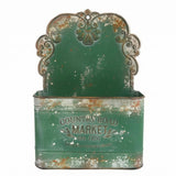Merishopp Embossed Floral Scroll WallMounted Planter Scalloped Arch Decorative Wall Basket Distressed Metal Storage Basket Vint
