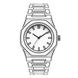 Shocknshop Minimalist Creative Sketch Design Black Analog Plastic Chain Strap Wrist Watch For Men Boys (White Dial And Strap) -W