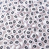 200+ Pieces 4x7mm Single Q Letter Beads for Jewelry Making, White Round Acrylic Bulk Alphabet (Black on White)
