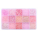 Mix 15 Color Glass Seed Tube Beads Glass Bugle Beads Loose Kit for Jewelry Making DIY Craft Beading (Mix 15 Color, Pink)