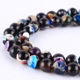 ALZLDYS 8mm Mixed Fire Agate Stone Beads Jasper Round Smooth Loose Beads for Jewelry Making Bracelet Necklace 15|Mixed Fire Agat
