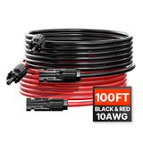 VEVOR 100FT Solar Panel Extension Cable, 10AWG Solar Extension Cable Wire with Female & Male Waterproof Connectors, 6mm PV Cable