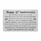 TGCNQ Metal Engraved 30 Year Anniversary Card, 30th Anniversary Card Gifts for Husband Wife Him Her, 30 Year Wedding Anniversary