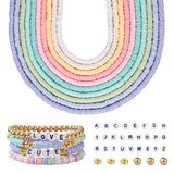 Cheriswelry 1 Set DIY Clay Beads Jewelry Making Kit with Polymer Clay Disc Bead Acrylic Letter Beads Plastic Brass Spacer Beads